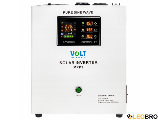 Гібридний ДБЖ/інвертор Volt Polska SINUS PRO 2000 S 24/230V 1400/2000W + 40A MPPT 100V (3SPS200024) - 2