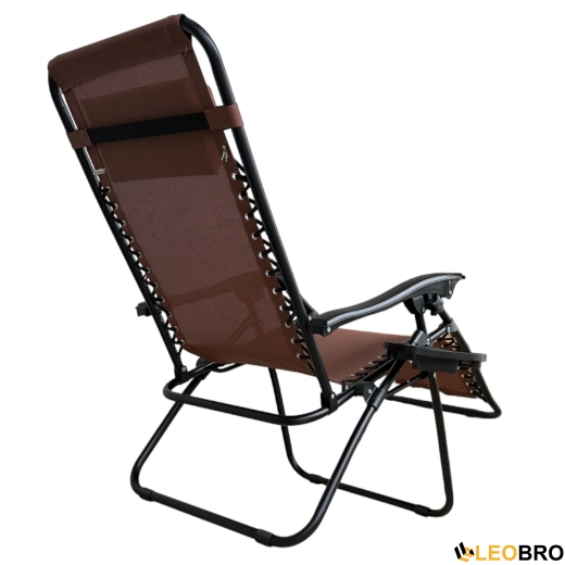 Два шезлонги Zero Gravity LEOBRO: коричневий відтінок (HT-167A12 BROWN) - 7