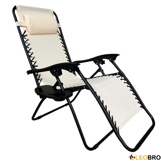 Комплект 2 шезлонгів Zero Gravity LEOBRO: затишок та комфорт у бежевих тонах (HT-167A12 BEIGE) - 2