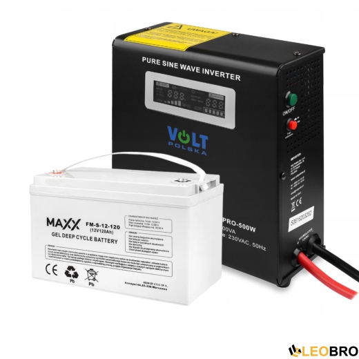 Аварійний набір: SINUS PRO 500 W + акумулятор гелевий 4SUN MAXX GEL 120 Ач - 1