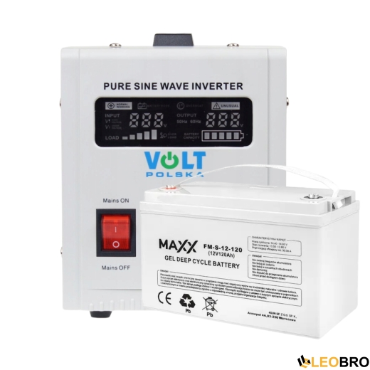 Комплект для стабильного энергоснабжения: Volt Polska 350/500W + Аккумулятор 4SUN MAXX GEL 120 Ah - 1