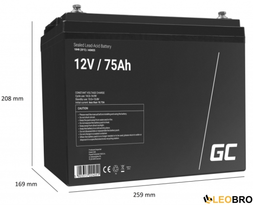 AGM Акумулятор 75Ah 12V Green Cell VRLA (AGM25) - 2