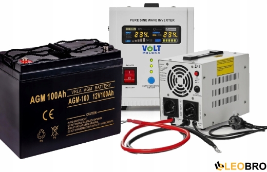 Аварійний комплект Volt Polska SINUS PRO 500 E 12/230V 350/500W + Акумулятор VOLT AGM VRLA 100Ah 12V - 1