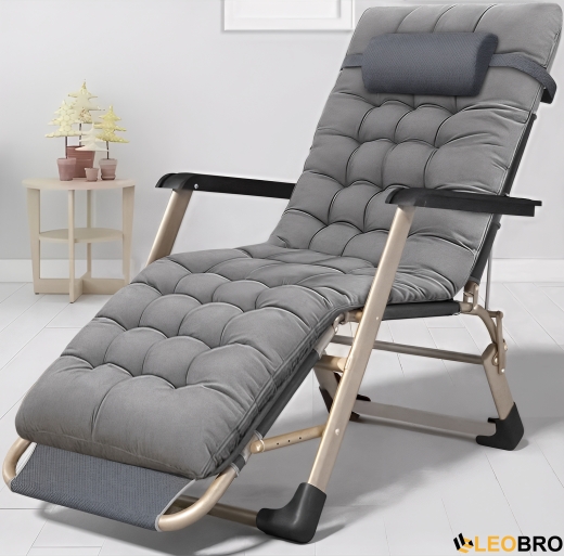 Розкладне крісло ліжко з подушкою LEOBRO Сіре (FCB-S03-PP) - 1