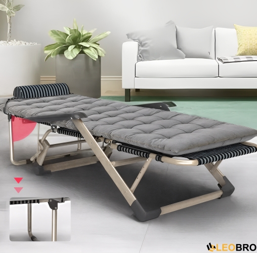 Розкладне крісло ліжко з подушкою LEOBRO Сіре (FCB-S03-PP) - 3