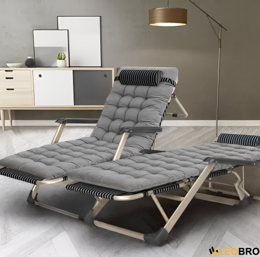 Розкладне крісло ліжко з подушкою LEOBRO Сіре (FCB-S03-PP) - 4