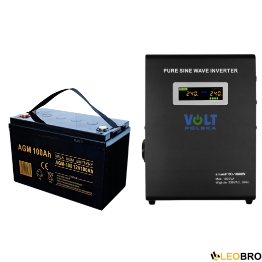Комплект Volt Polska SINUS PRO 800 W 12/230V 500/800W + Акумулятор VOLT AGM VRLA 100Ah 12V - 7