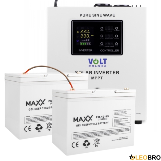 Аварійний комплект Інвертор Volt Polska SINUS PRO 2000S 24/230V 1400/2000W + 2шт Акумулятор 4SUN MAXX 85Ah 12V - 1