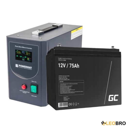 Аварийный комплект Powermat 800 VA 12/230V 640W/800VA + Аккумулятор Green Cell AGM VRLA 50Ah 12V - 7