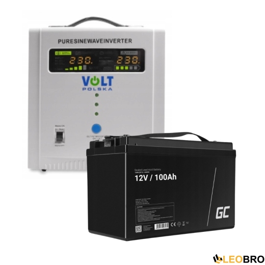 Аварийный комплект Volt Polska SINUS PRO 2000 E 12/230V 1250/2000W + Аккумулятор Green Cell AGM 100Ah 12V - 1