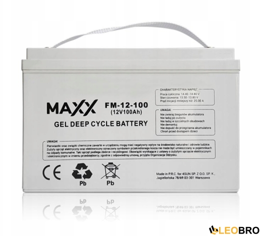 Акумулятор гелевий 4SUN MAXX GEL DEEP CYCLE 100Ah 12V (FM-12-100) - 3