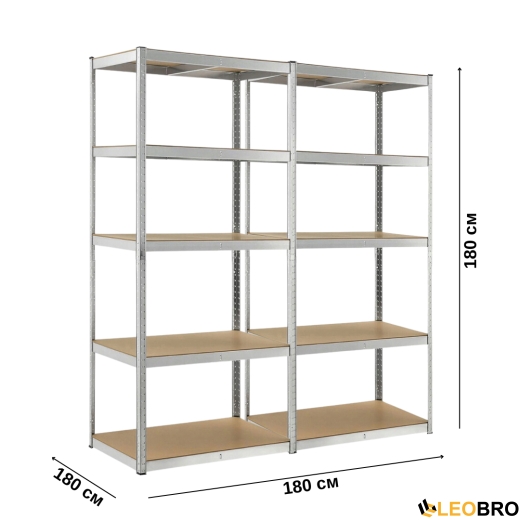 Cтелаж FunFit 180 х 180 х 40 см, 200кг/полиця, 5 полиць - 3