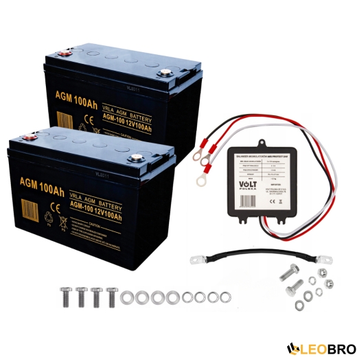 Комплект Аккумулятор VOLT AGM VRLA 12V 100Ah 2шт + Балансир для аккумуляторов Volt Polska 24V - 1