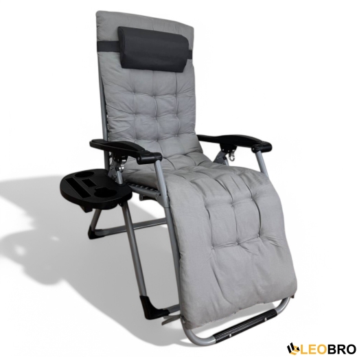 Розкладне крісло шезлонг LEOBRO Сірий (HT-167E2 Grey) - 2