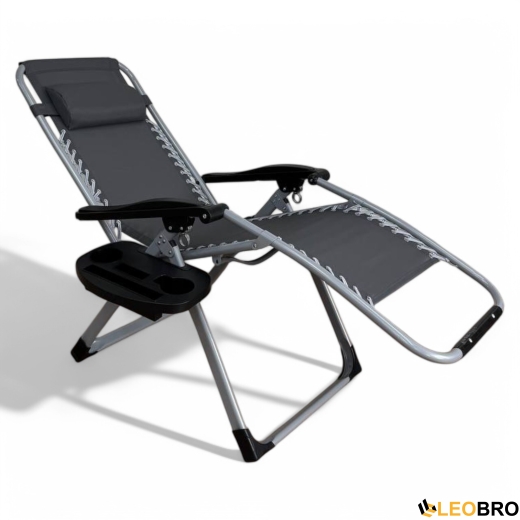 Розкладне крісло шезлонг LEOBRO Сірий (HT-167E2 Grey) - 8