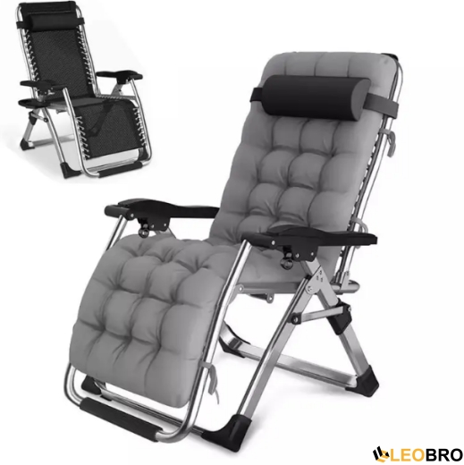 Розкладне крісло шезлонг LEOBRO Сірий (HT-167E2 Grey) - 9