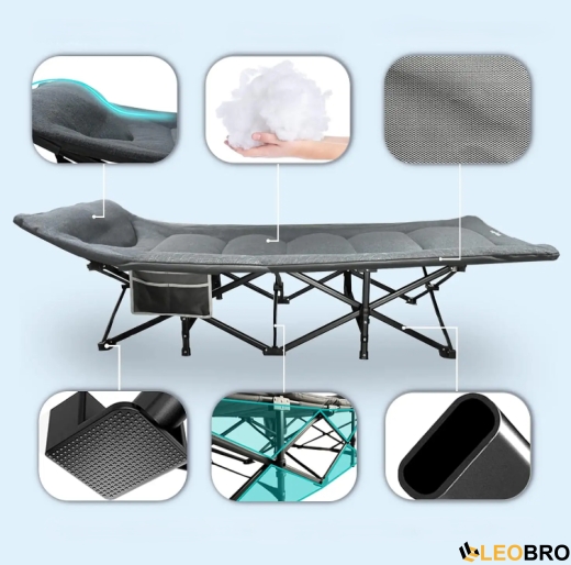 Туристична розкладачка LEOBRO Сіра (HT-169K Grey) - 7