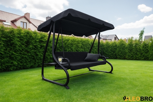 Велика гойдалка з подушками LEOBRO Luxury Black - 2