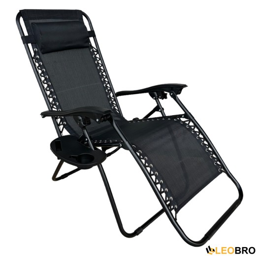 Розкладне крісло шезлонг LEOBRO Zero Gravity Чорне (HT-167D BLACK) - 1