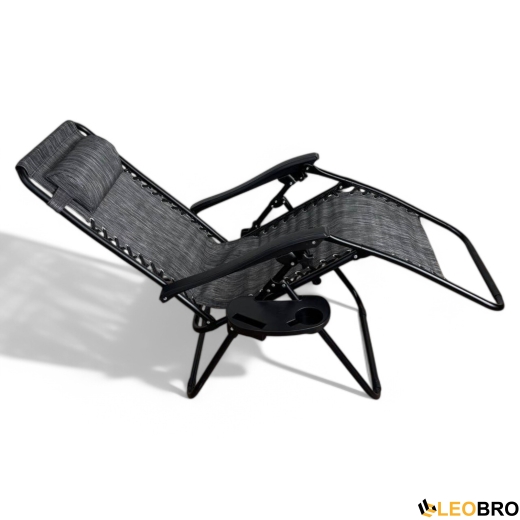 Розкладне крісло шезлонг LEOBRO Zero Gravity сіре (HT-167D GREY) - 2