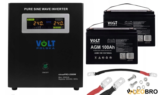 ИБП / Инвертор Volt Polska SINUS PRO 2500 W 24/230V 1800/2500W + Аккумулятор VOLT AGM 100Ah 2 шт - 1