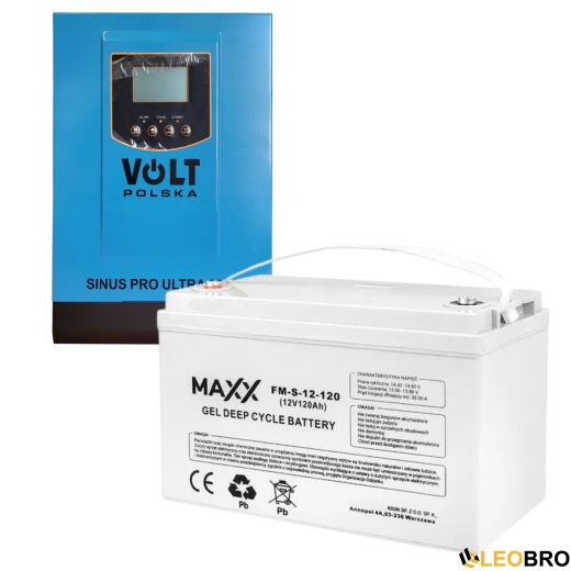 Комплект Volt Polska ULTRA-HV 2000 12/230V 1000/2000W + Акумулятор гелевий 4SUN MAXX GEL 120 Ah - 1