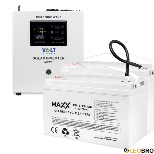 Комплект Volt Polska SINUS PRO 2000S 24/230V 1400/2000W + Аккумулятор гелевый 4SUN GEL 120 Ah 2 шт - 1