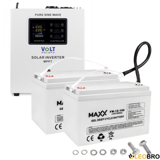 Комплект Volt Polska SINUS PRO 2000S 24/230V 1400/2000W + Акумулятор гелевий 4SUN GEL 100 Ah 2 шт - 1