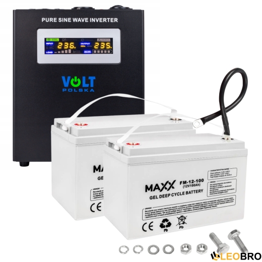 Комплект інвертору Volt Polska SINUS PRO 2000W 1400/2000W + 2 шт Акумулятор VOLT VRLA 100Ah 12V - 2