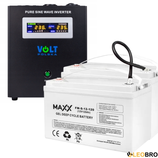 Комплект інвертору Volt Polska SINUS PRO 2000W 1400/2000W + 2 шт Акумулятор VOLT VRLA 120Ah 12V - 1