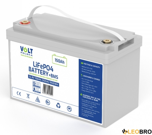 Аккумулятор Volt Polska LiFePO4 12,8V 150Ah (100A) + BMS (6AKLI15012) - 1