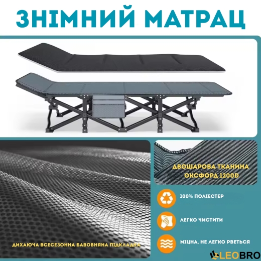 Компактна Розкладачка для туризму LEOBRO зі зручним матрацом Темно-синя - 3