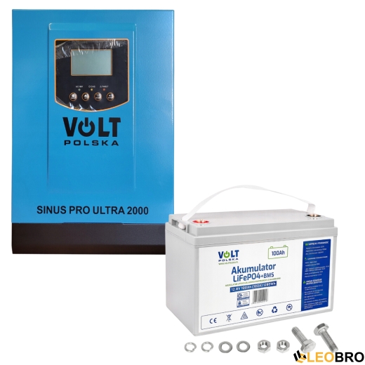 Комплект Volt Polska ULTRA-HV 2000 12/230V 1000/2000W + Аккумулятор Volt Polska LiFePO4 12,8V 100Ah - 1