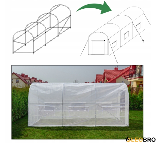 Садова теплиця парник LEOBRO Garden 6м2 White (LB-6M19W) - 4