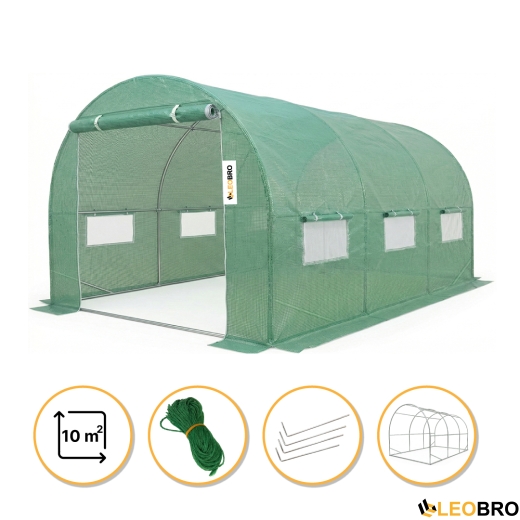 Усиленная садовая теплица парник LEOBRO Garden 10м2 Green (LB-10M25) - 1
