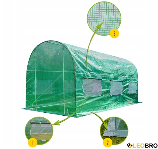 Посилена садова теплиця парник LEOBRO Garden 10м2 Green (LB-10M25) - 5