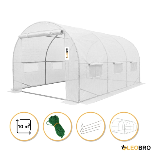 Посилена садова теплиця парник LEOBRO Garden 10м2 White (LB-10M25W) - 1