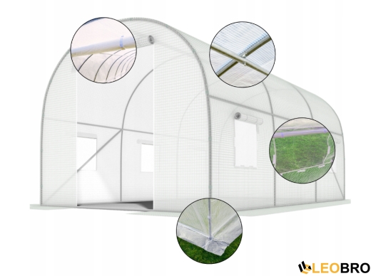 Посилена садова теплиця парник LEOBRO Garden 10м2 White (LB-10M25W) - 3