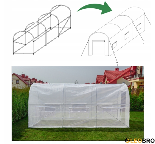 Посилена садова теплиця парник LEOBRO Garden 10м2 White (LB-10M25W) - 4