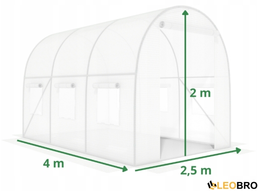 Посилена садова теплиця парник LEOBRO Garden 10м2 White (LB-10M25W) - 5