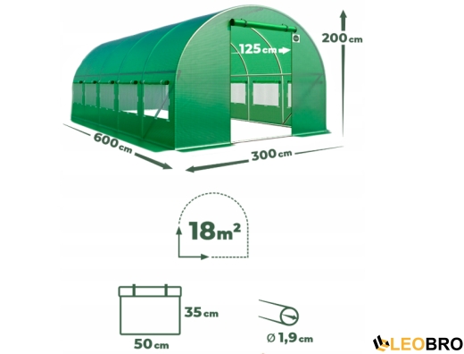 Садова теплиця парник LEOBRO Garden 18м2 Green (LB-18M19) - 4