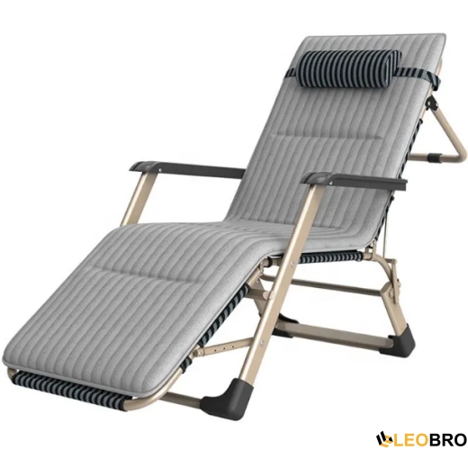 Раскладное кресло-кровать LEOBRO в серую полоску с подушкой - 1