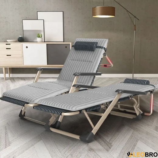 Раскладное кресло-кровать LEOBRO в серую полоску с подушкой - 2