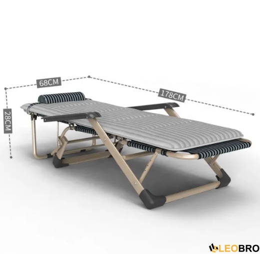 Раскладное кресло-кровать LEOBRO в серую полоску с подушкой - 3