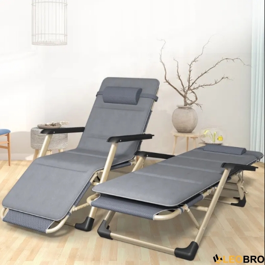 Розкладне крісло ліжко з подушкою LEOBRO Сіре (FCB-S03-PC) - 2