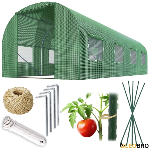 Парник Plonos 10м2 400×250×200 см, зелёный с 8 окнами - 1