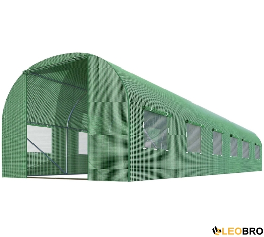 Теплица Plonos 18m2 – сквозной проход, окна, прочный каркас 600х300х200 см (Зеленая) (4976-В) - 2