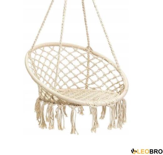 Гойдалка гніздо 110 см плетена FUNFIT Cream (2607) - 4