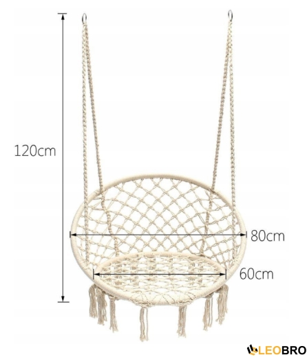 Гойдалка гніздо 110 см плетена FUNFIT Cream (2607) - 6