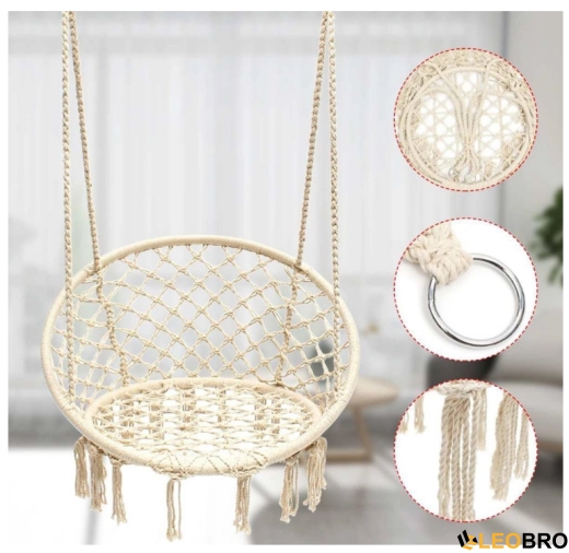 Гойдалка гніздо 110 см плетена FUNFIT Cream (2607) - 7